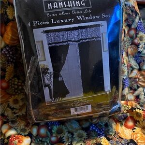 Mali 4-Piece Luxury Window Curtain Set in Black